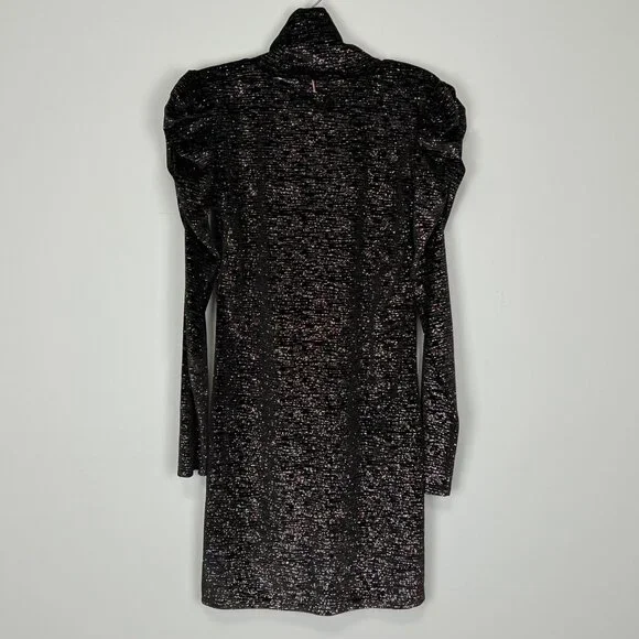 Misa Los Angeles Womens Stormi Mini Dress Black Metallic Long Sleeves size Small - Picture 8 of 15